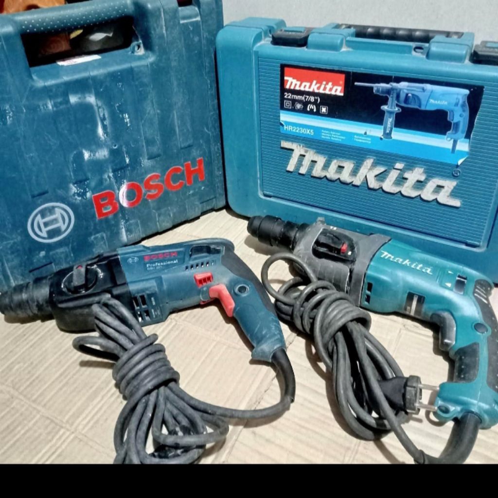 mesin bor bobok beton tembok bosch gbh 220 + makita HR2230 rotary hammer sds plus bekas