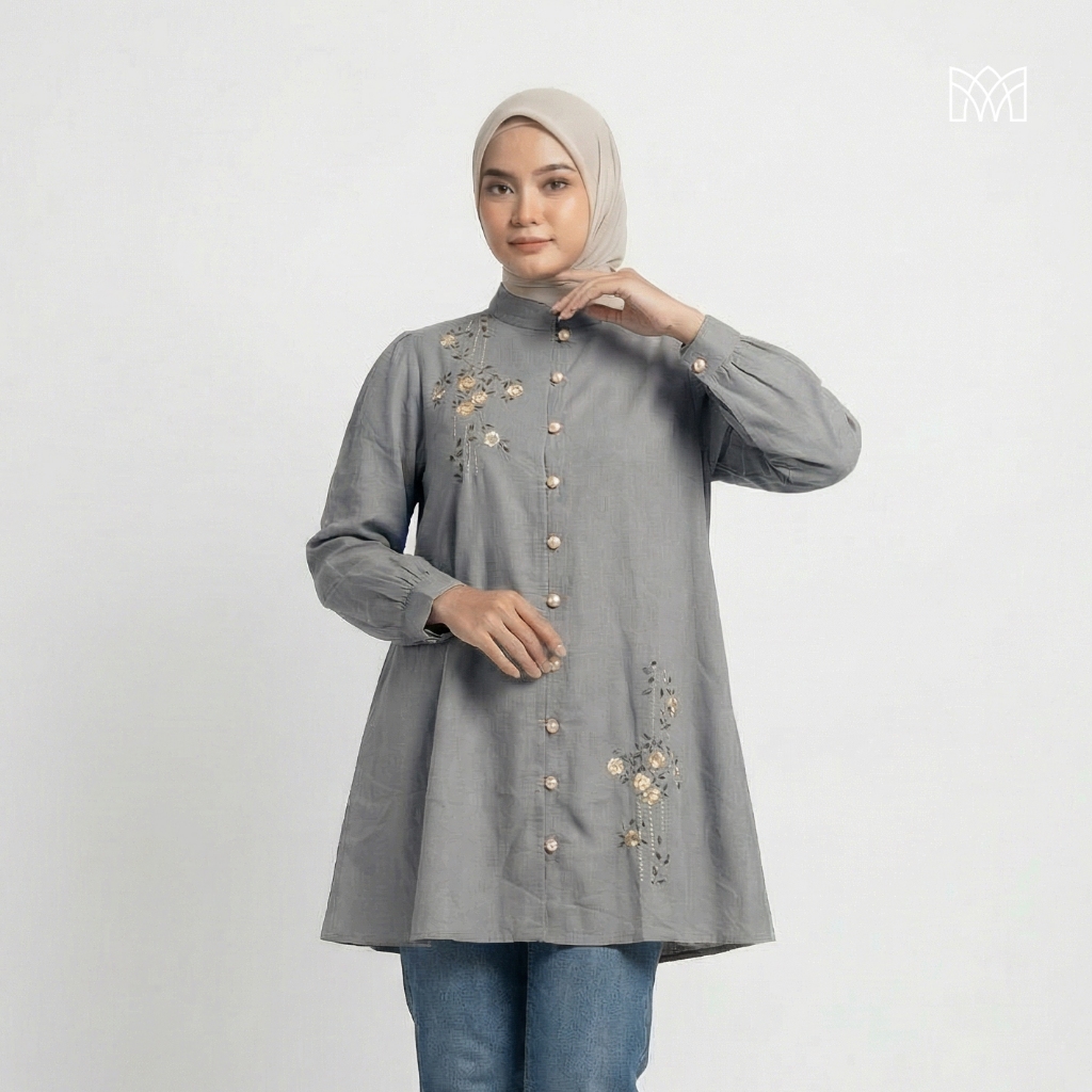 Mayang Collection - Savana Tunik Wanita Linen Bordir Adem Elegan T01228