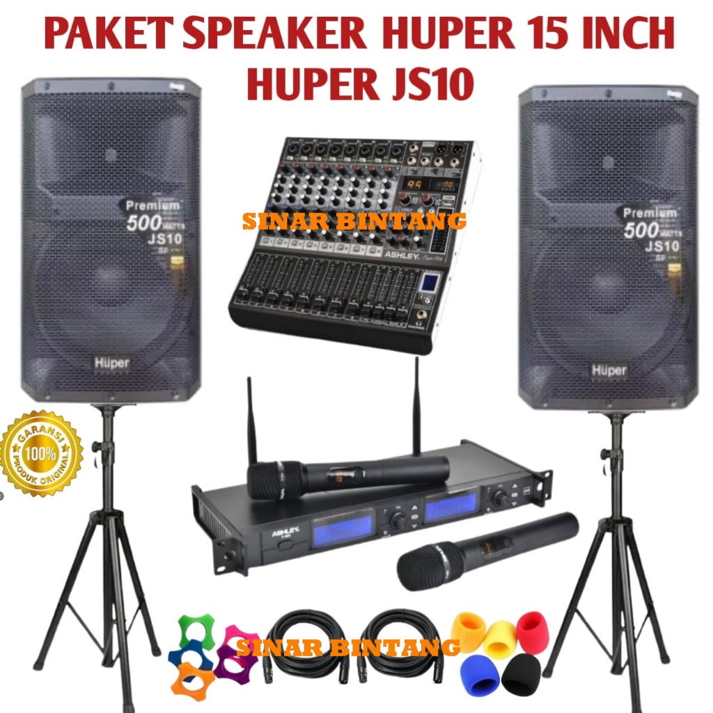 Paket Sound System Aktif Huper Js10 Original Speaker Aktif Huper Js10 15inch