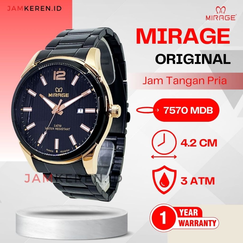 Jam Tangan Pria - Mirage - Jam Tangan Mirage Pria 7570 MD Stainless Steel Original Garansi Resmi