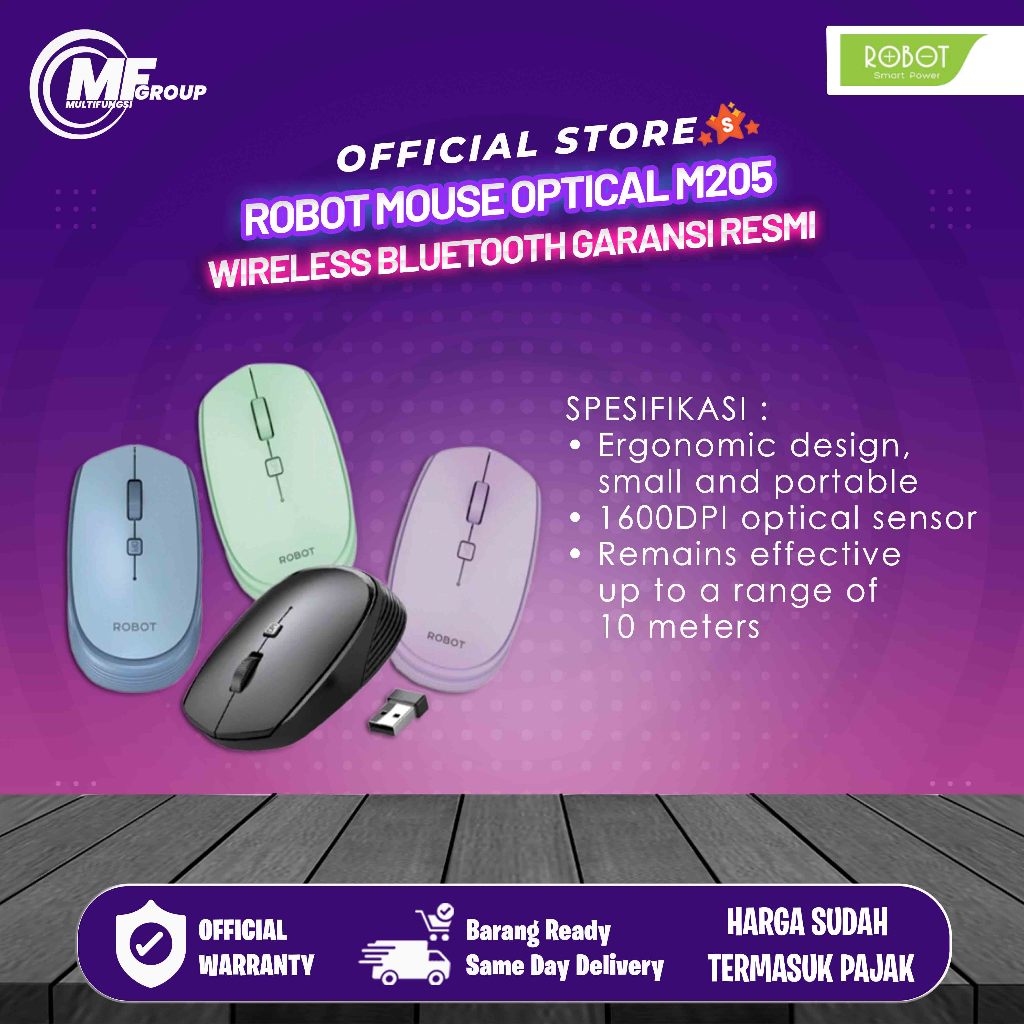 Robot Mouse Optical M205 Wireless Bluetooth Garansi Resmi