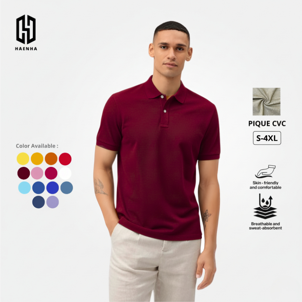 HAENHA Kaos Kerah CVC Pique Slim Fit