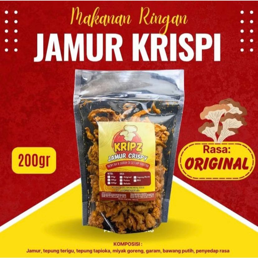 JAMUR CRISPY  Murah Enak Gurih / Keripik Jamur Crispy Kiloan Snack Grosir 200gr