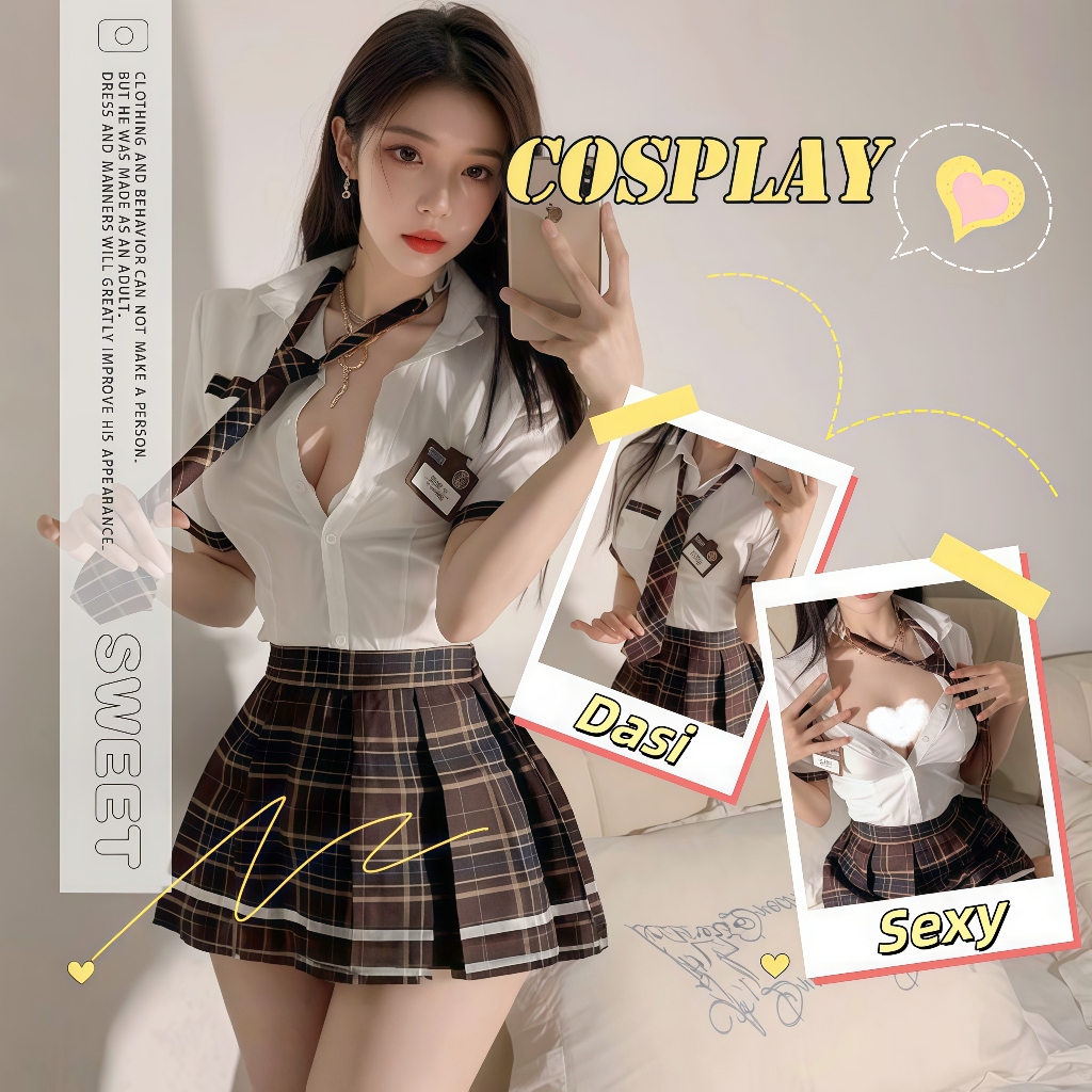 Sexy Lingerie/Setelan Seragam JK/Kostum Cosplay Seragam Sekolah /Rok Plisket Pendek JK Style Jepang/
