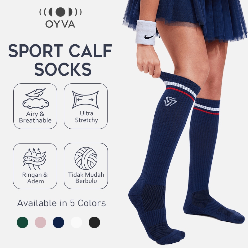 OYVA Kaos Kaki Olahraga Panjang Betis Pria Wanita Tennis Badminton Sepak Bola Futsal Anti Slip Breat