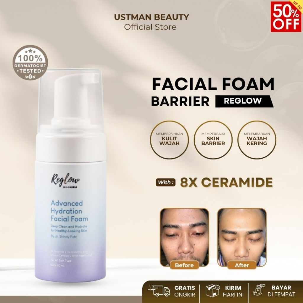 REGLOW Facial Foam dengan 8X Ceramide Sabun Cuci Muka Mencerahkan Kulit Menghilangkan FlekHitam SALE