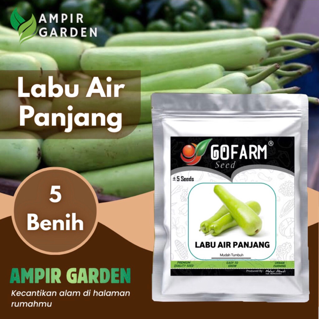 Benih LABU AIR PANJANG Kemasan Premium GOFARM / Biji Bibit Tanaman Labu Air Hijau Panjang / Waluh