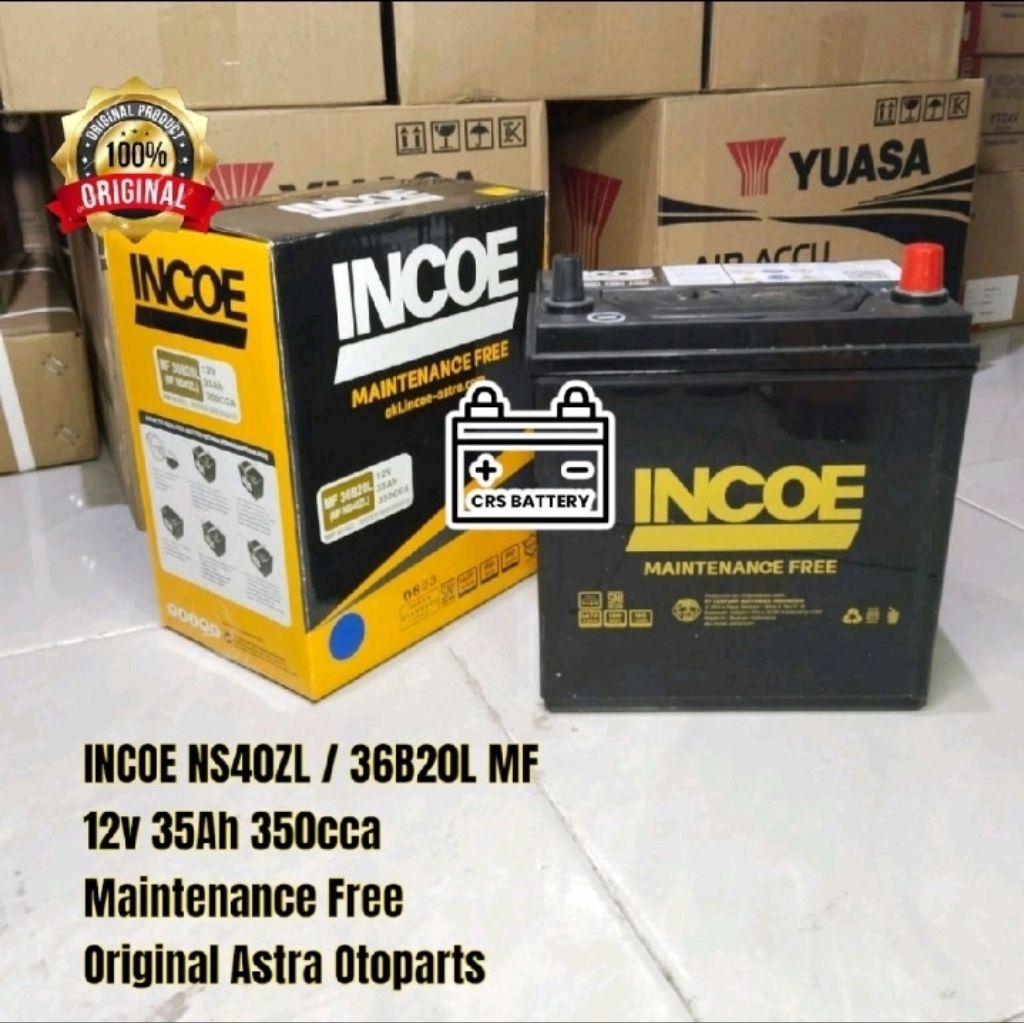 Aki Mobil Honda City, Mobilio, Jazz, BRV, Brio Accu Incoe NS40ZL MF 35Ah