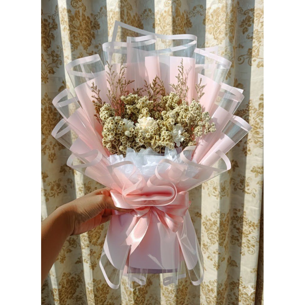 BUKET BUNGA EDELWEIS BESAR/BOUQUET BUNGA EDELWEIS /BUCKET BUNGA KERING/BUKET DRY FLOWER EDELWEIS/BOU