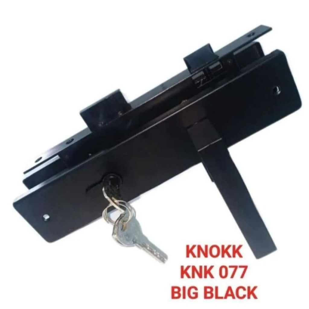 1 Set Lengkap Kunci Pintu Besar Hitam / Kunci Pintu Besar Knokk 077 BL / Kunci Pintu 25 cm Komplit /