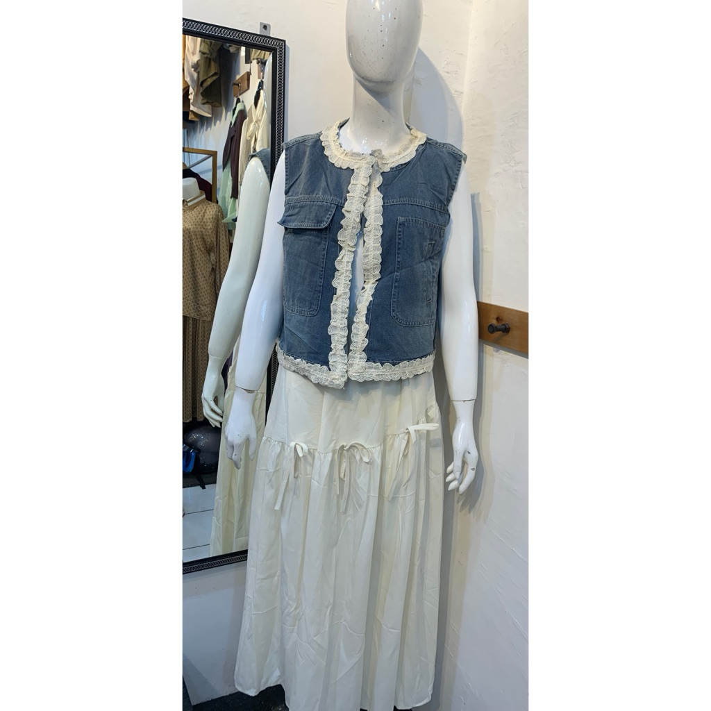 atasan wanita jeans,rompi jeans import,vest import