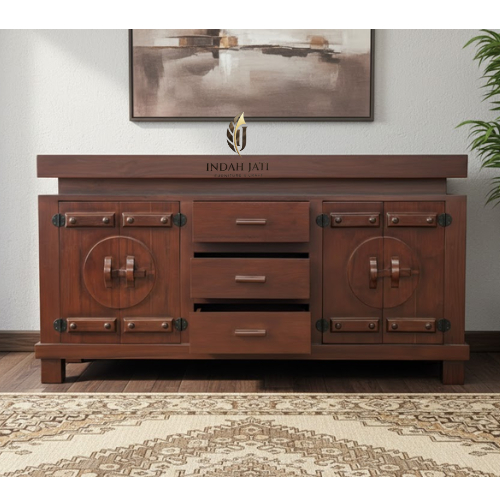 CUCI GUDANG  bufet meja tv antik kayu jati solid