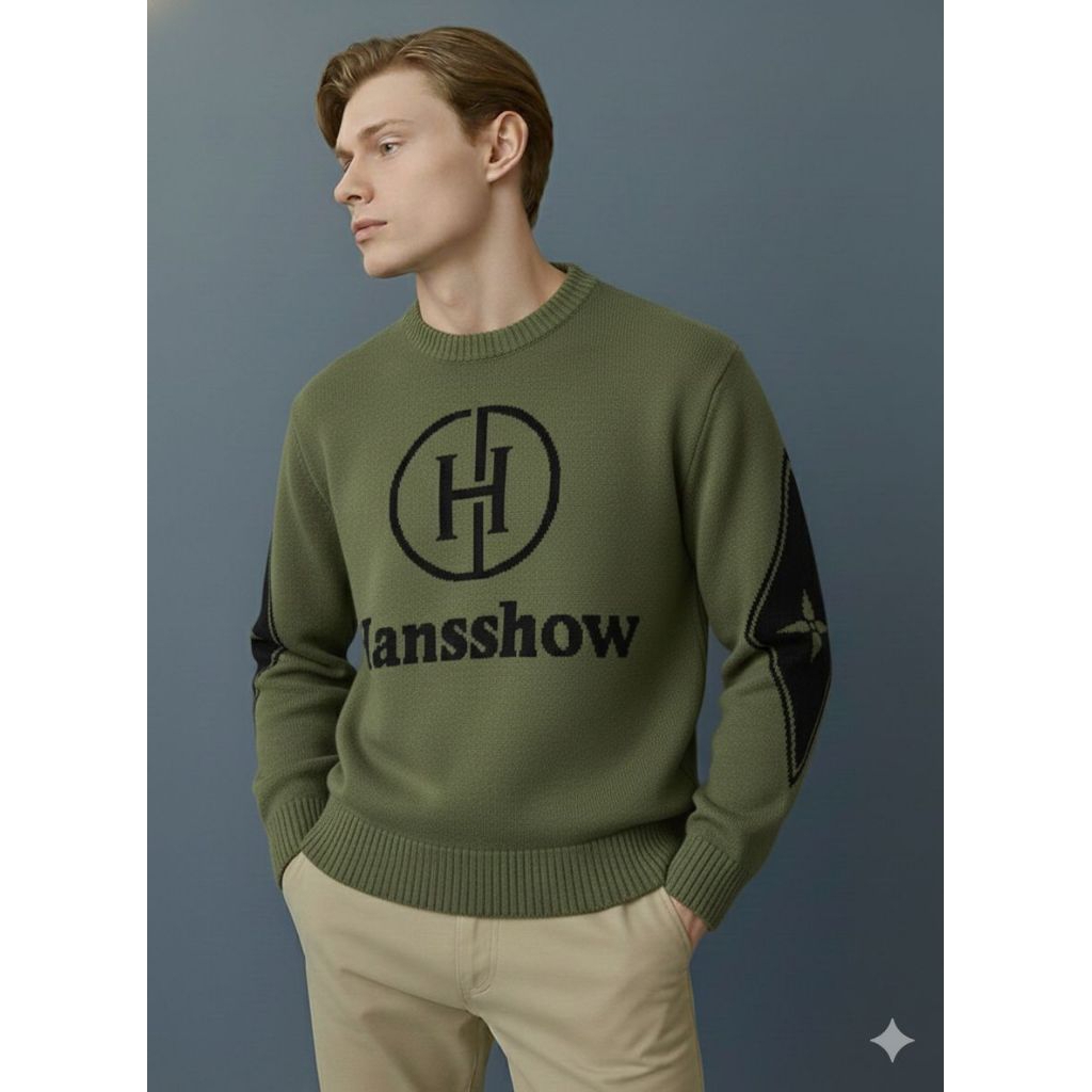 SWEATER RAJUT / HANSSHOW / GREEN ARMY SKULL