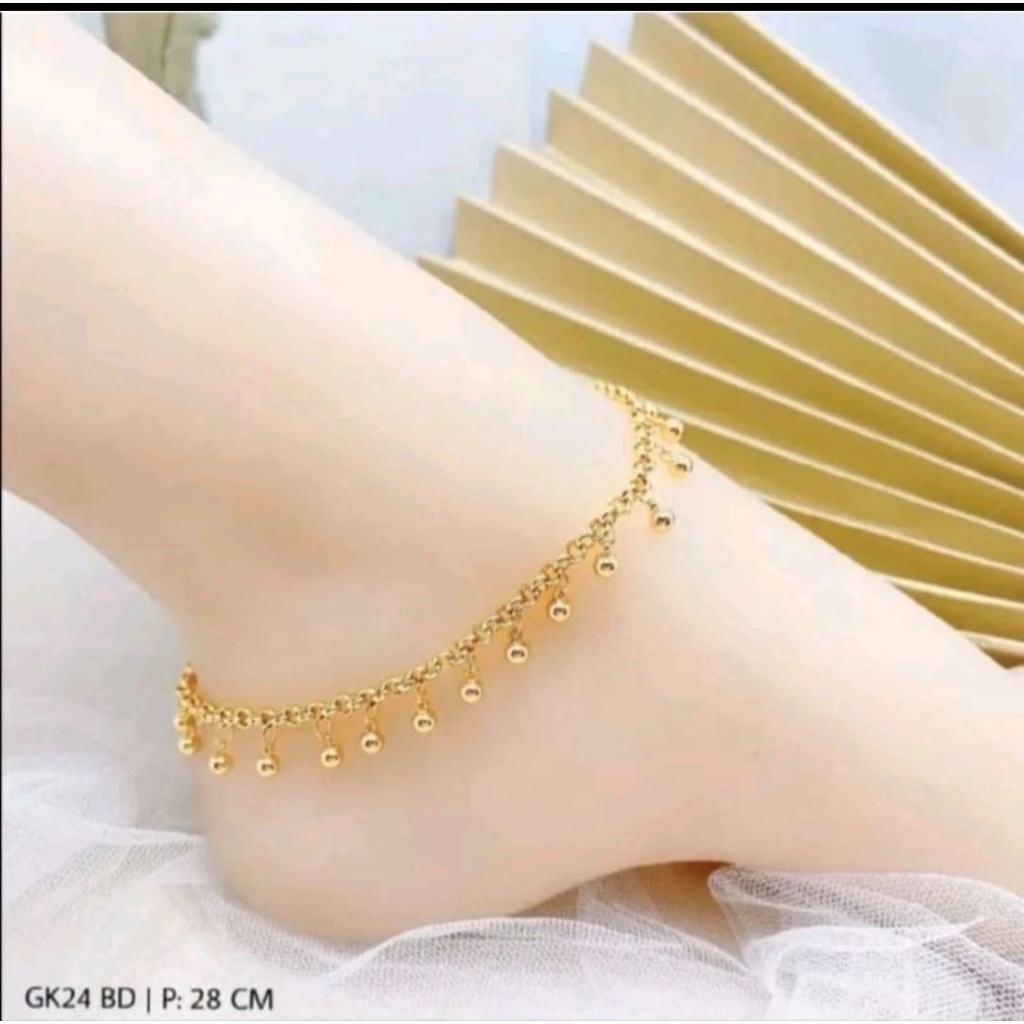 gelang kaki wanita india,gelang perhiasan wanita titanium asli anti luntur anti karat, perhiasan wan