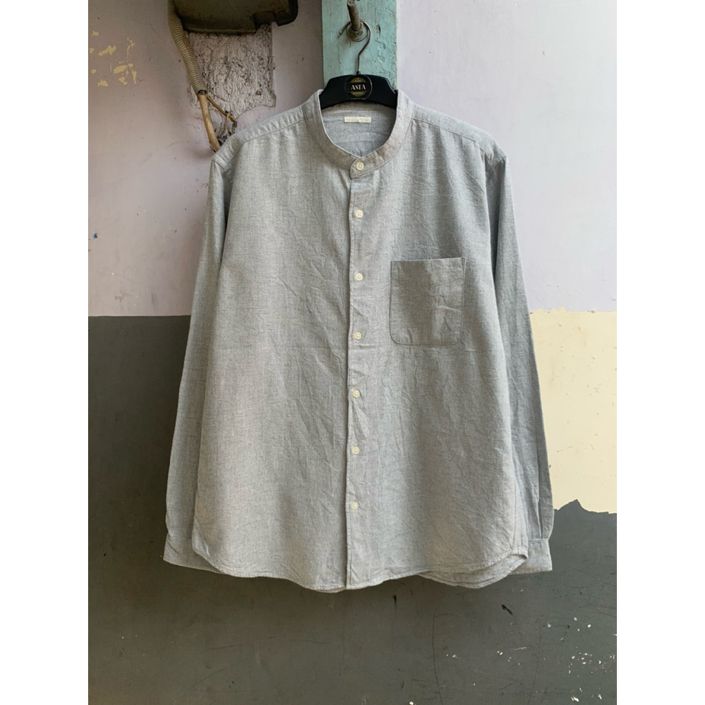 kemeja GU shanghai soft flanel pria lengan panjang
