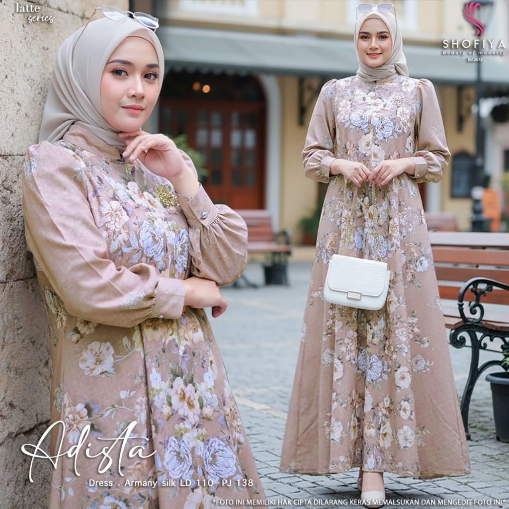 ‎(NEW) ADISTA DRESS ori by Shofiya LD 110 Armany Silk Busui friendly