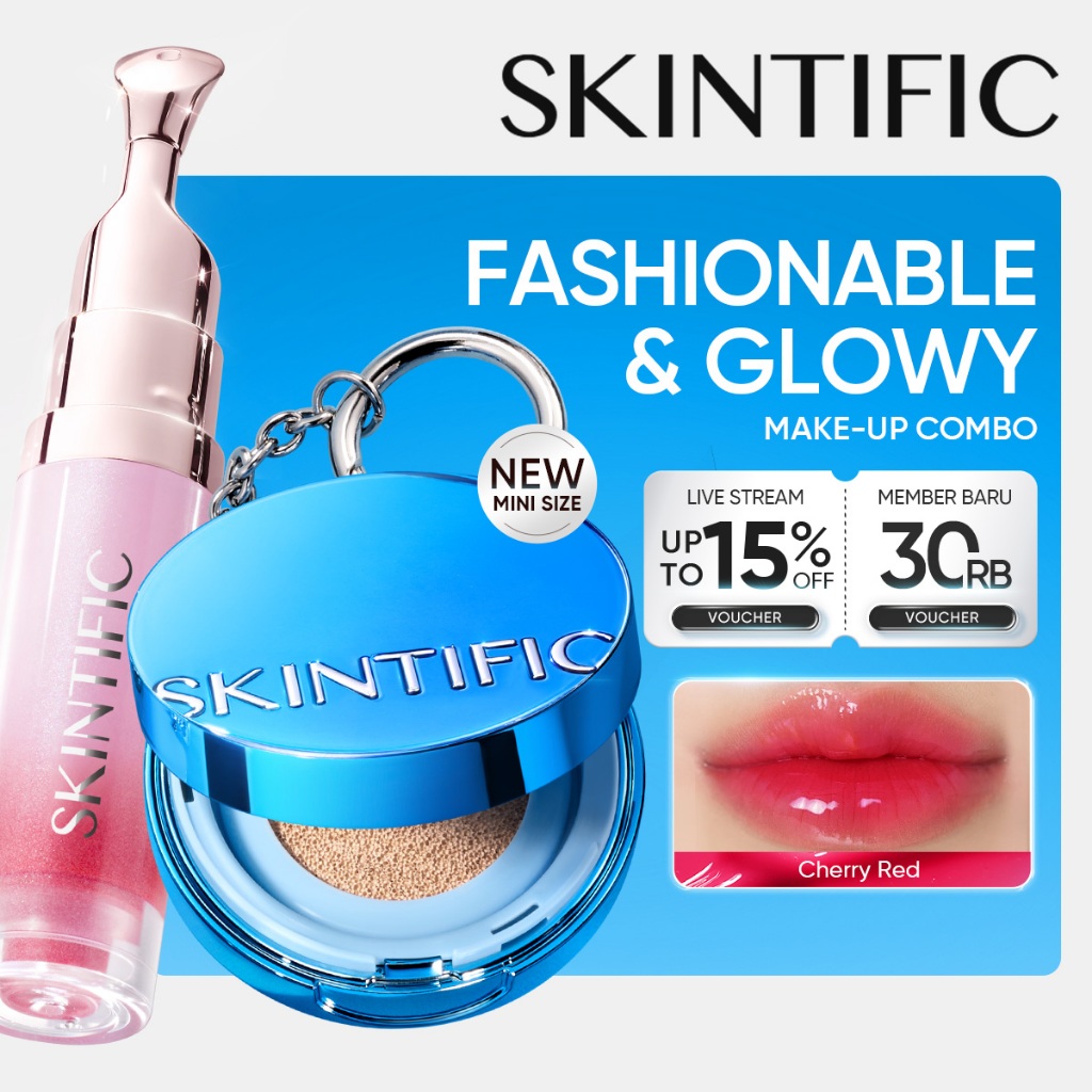 SKINTIFIC | 2PC Makeup Set - Perfect Matte Cushion foundation & Lip Serum Brightening Lip Treatment 