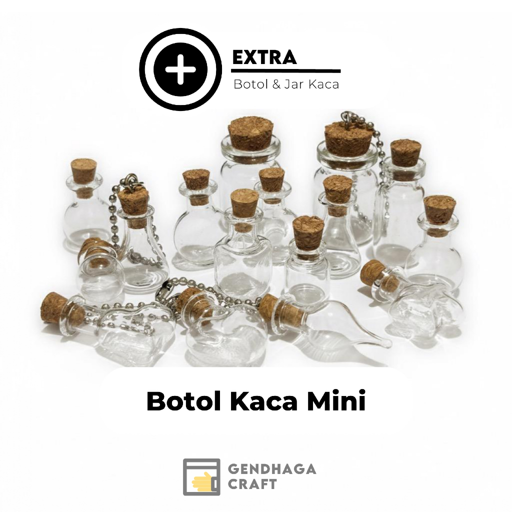 [Extra] Botol Kaca Mini Tutup Cork | Gantungan Kunci | Wadah Marimo Kecil | Hiasan Kerajinan