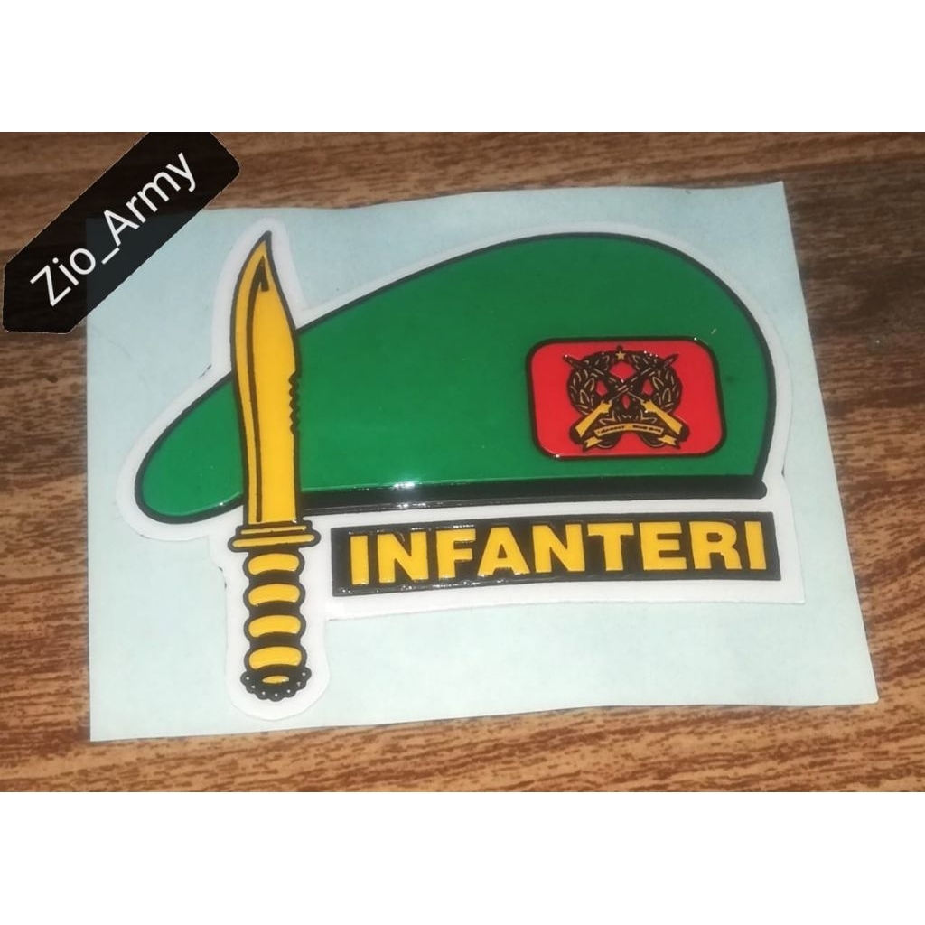 Stiker Embos Timbul Baret Hijau Infanteri