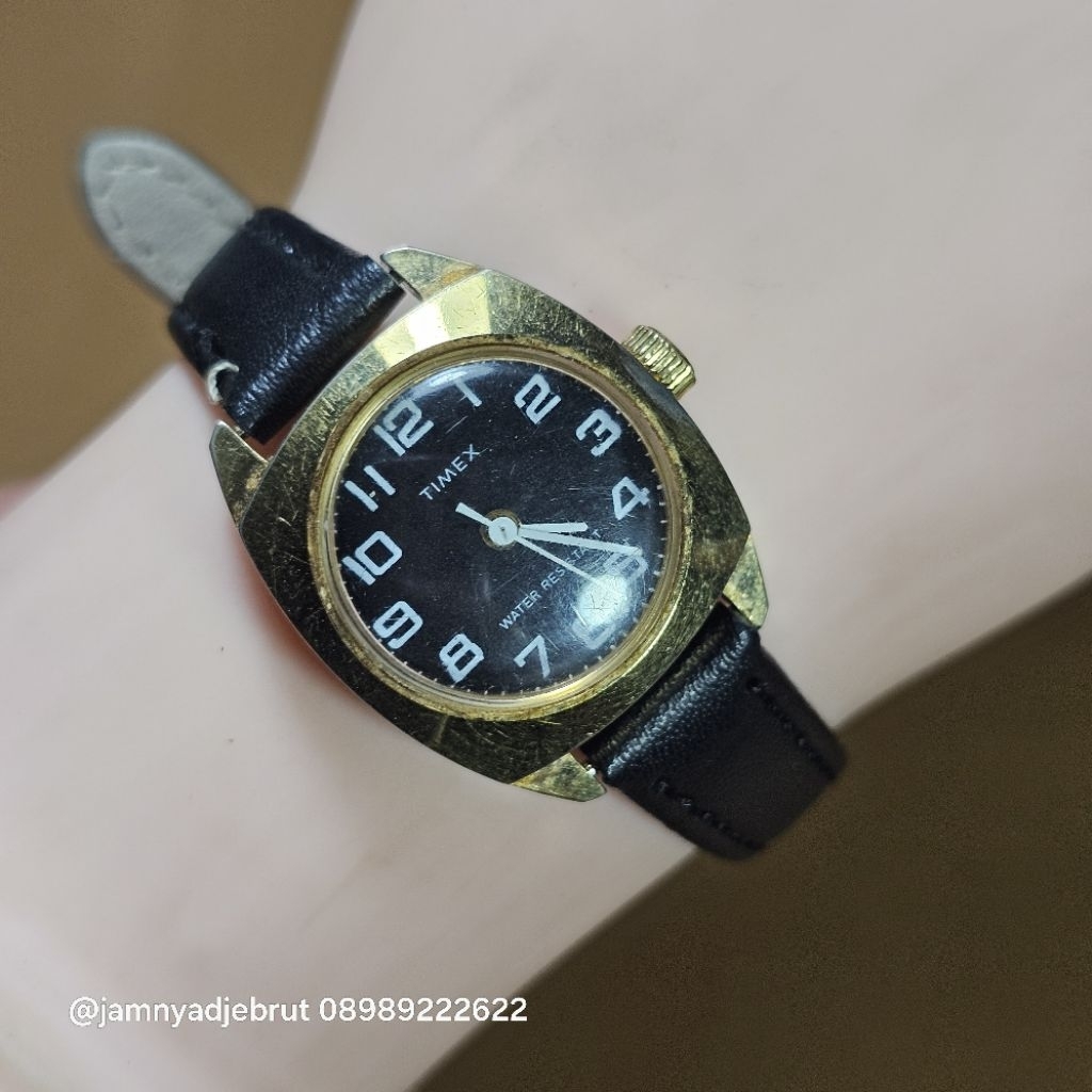 Jam Timex Art Deco Manual Hand Winding Gold Ladies Vintage Bekas