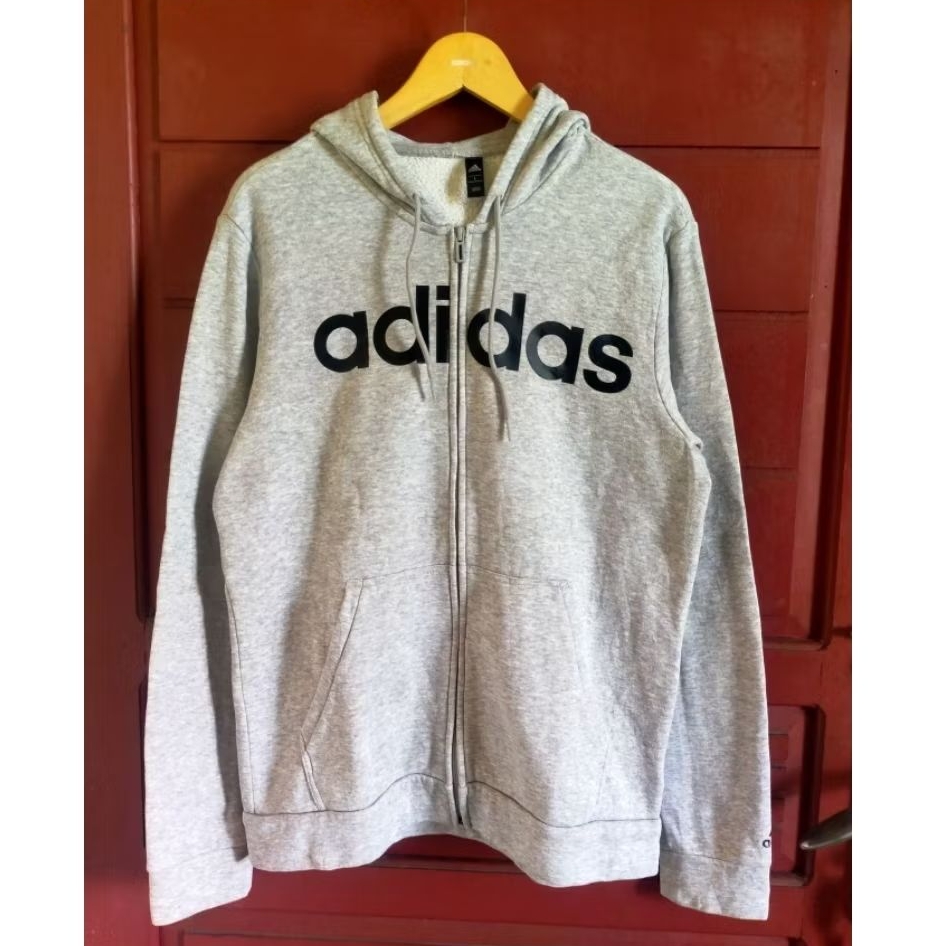 Hoodie Adidas Zipper Big Logo Grey