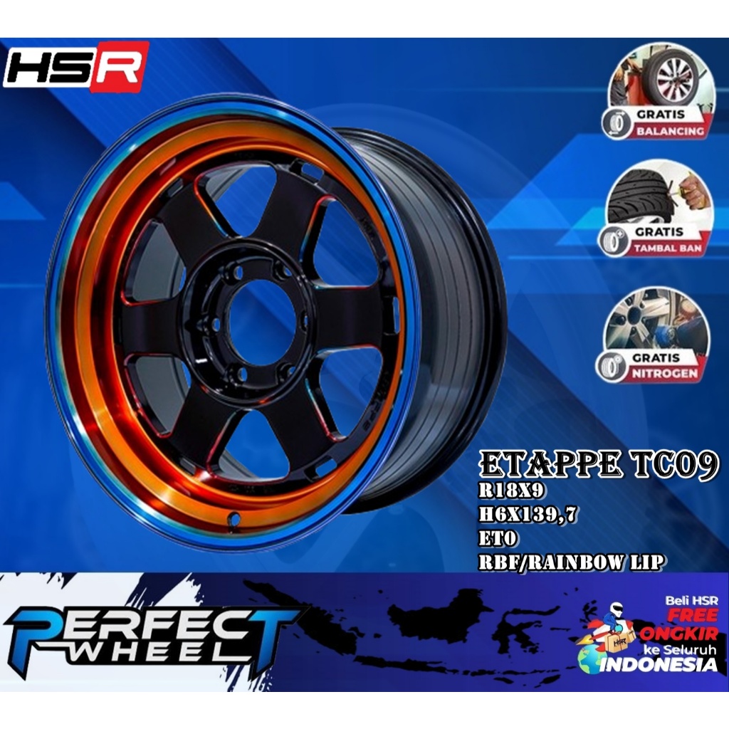 Velg Racing R18 Hsr ETAPPE TC09 Velg Samlong Palang 6 Untuk Mobil Triton, Hilux Dc, Pajero, Fortuner