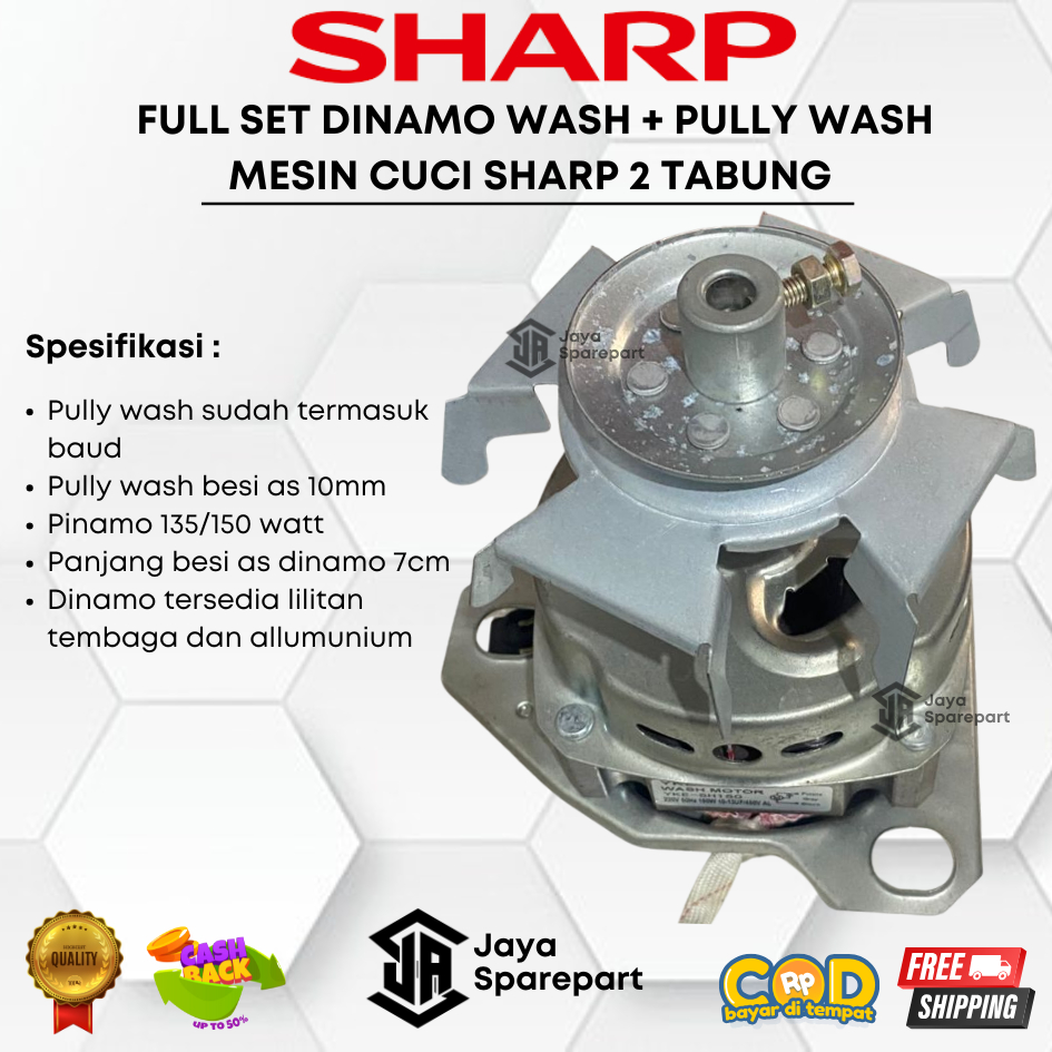 FULL SET DINAMO WASH + PULLY WASH MESIN CUCI SHARP 2 TABUNG