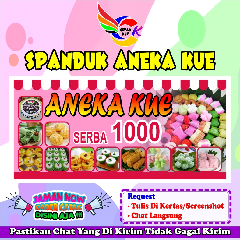Spanduk banner Aneka kue murah bisa custom / Banner Aneka Kue Basah Terbaru bisa COD