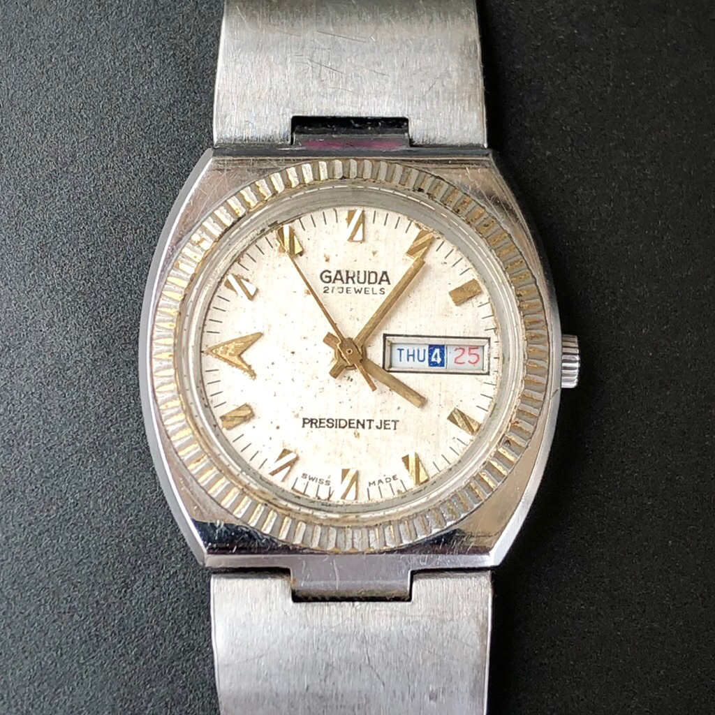 JAMTANGAN ANTIK GARUDA PRESIDENT JET / ARLOJI SWISS ORIGINAL