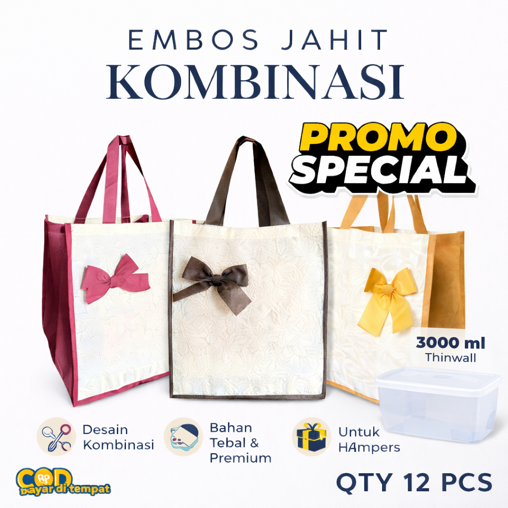 PRODUK TERSEDIA  Tas Kain Hajatan 22 Jahit Embos Kombinasi | Tas Spunbond