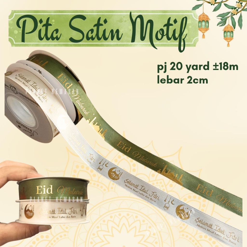 pita satin motif / pita idul fitri ramadhan