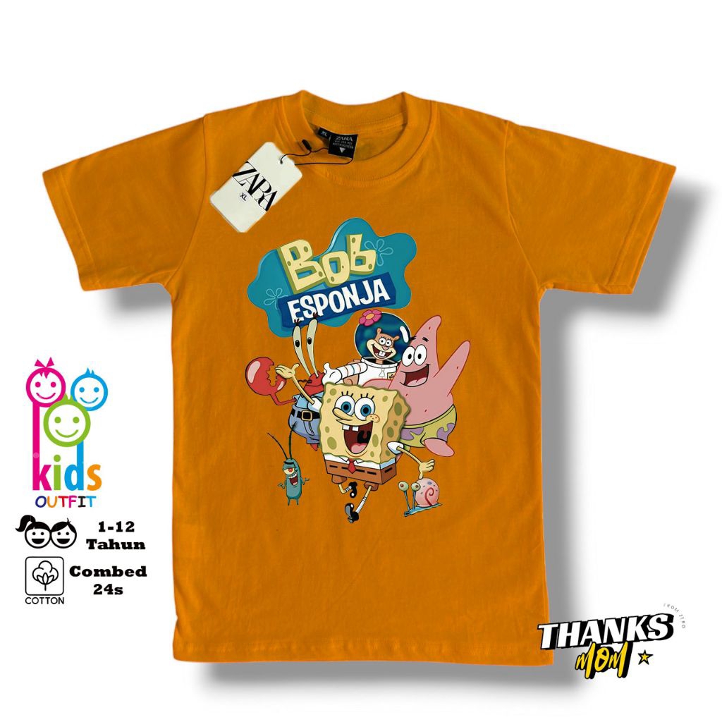 T-Shirt/Kaos Anak Zara Karakter Spongebob