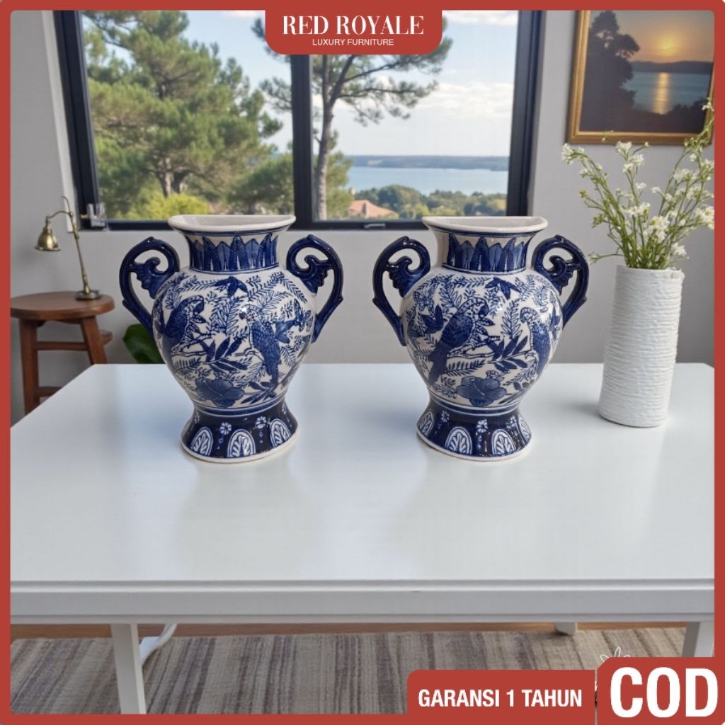 vas bunga gantung keramik dekorasi hiasan ruang tamu