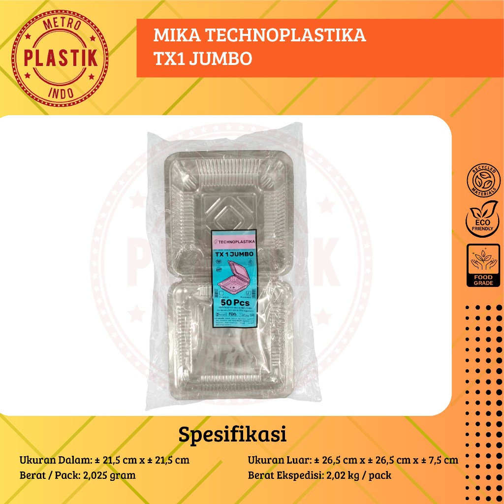 Mika Plastik Jumbo MMPG 1X | Mika Kue Makanan Ukuran 1X