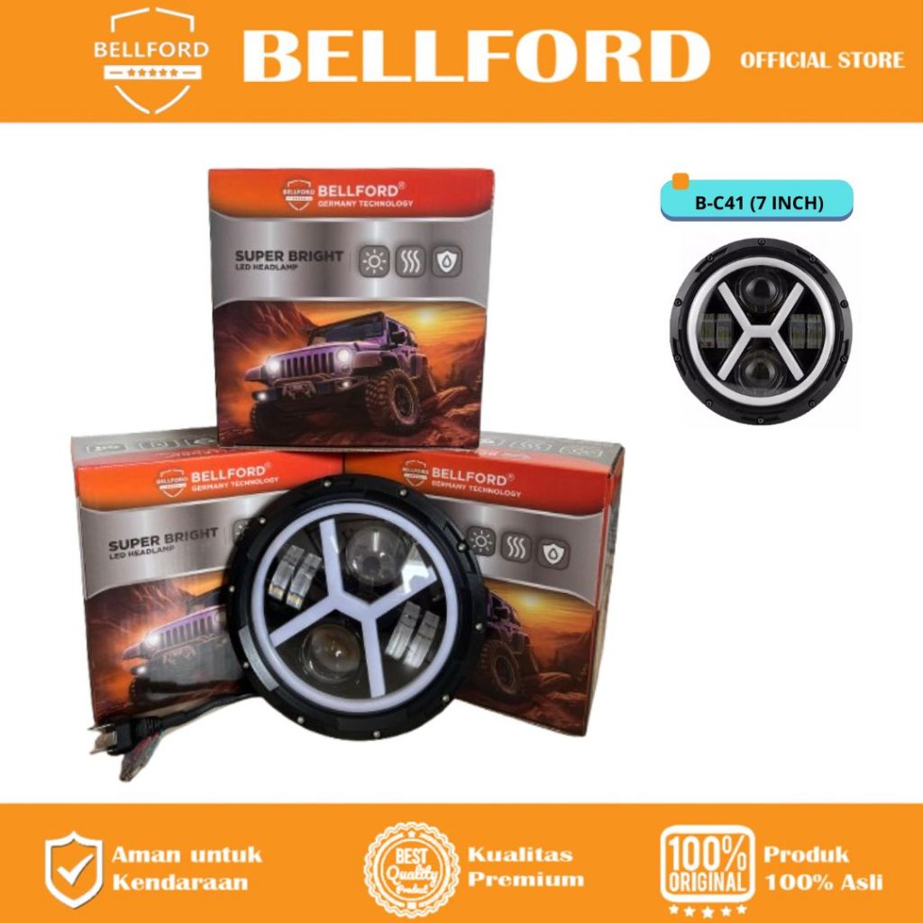 Bellford Lampu Depan Daymaker Bulat 7 inch Universal Lampu Tembak Lampu Sorot Jeep Feroza Taft Rx Ki