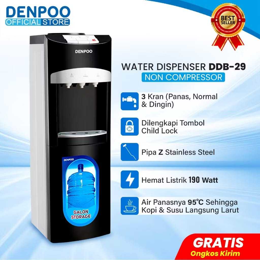 DENPOO  Dispenser Galon Bawah 3 Keran DDB 29