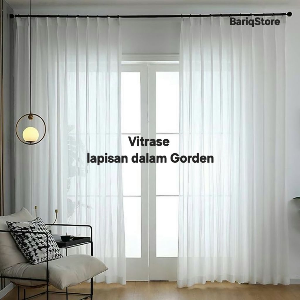 Vitrase Gorden Lapisan Puring Gorden Lapisan Tirai Gorden Putih