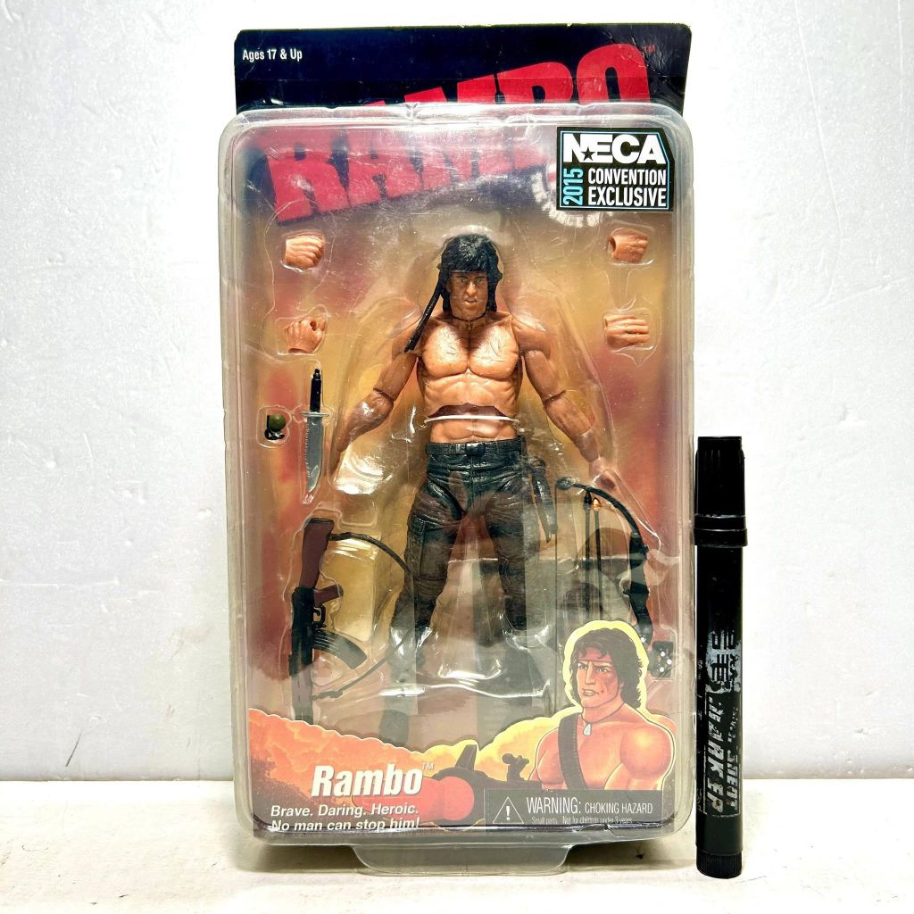Mainan action figure Neca Rambo NECA 2015 Convention Exclusive Force of Freedom John J. Rambo tinggi