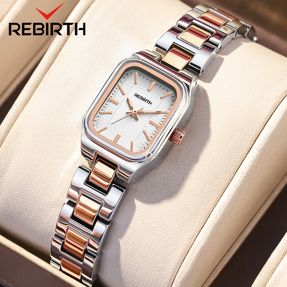Rebirth Jam Tangan Wanita Anti Air Original Korea Elegan Tali Stainless Steel Jam Tangan Cewek