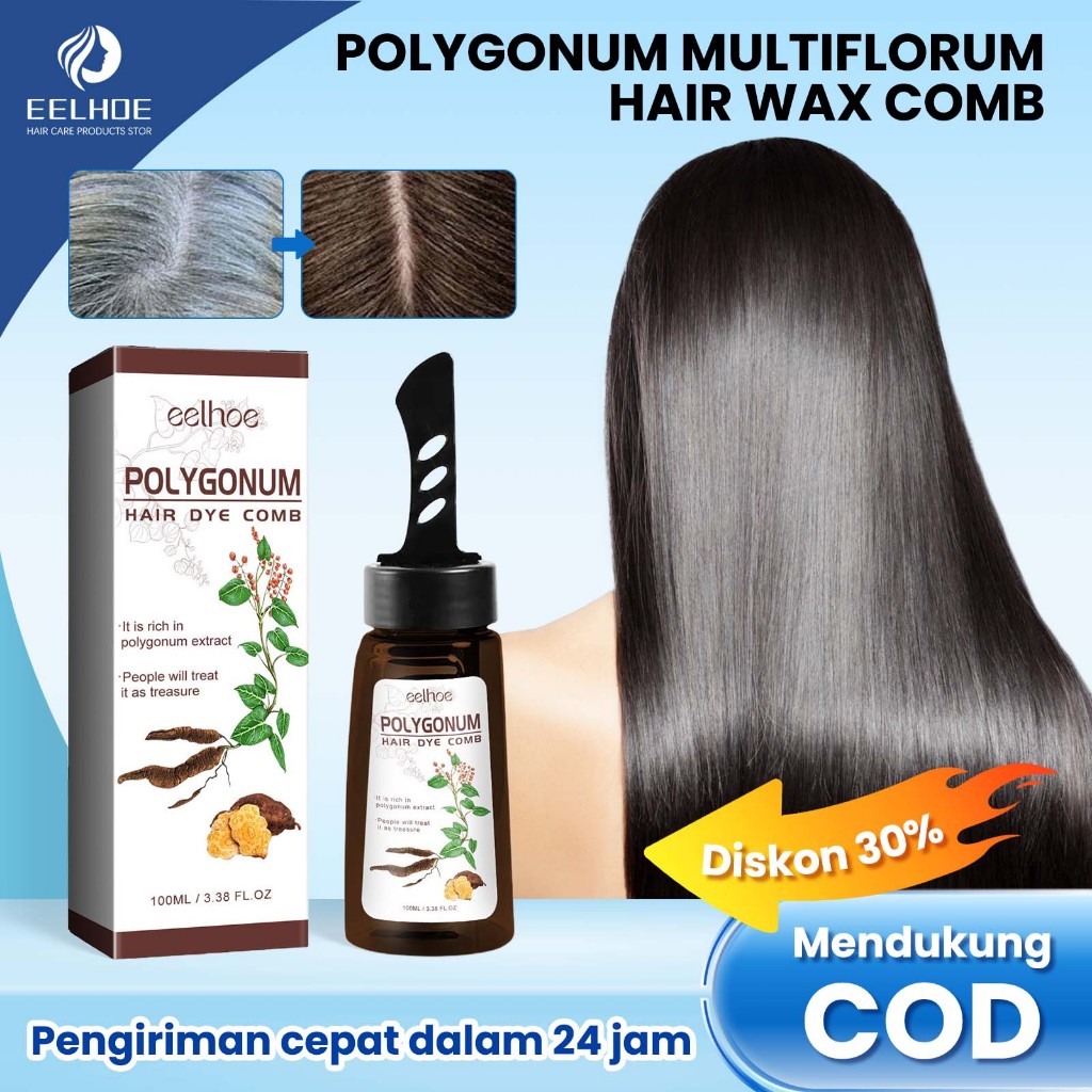 EELHOE pomade rambut pria 100ml Polygonum Hair Dye Comb semir rambut sisir hitam semir rambut sisir 