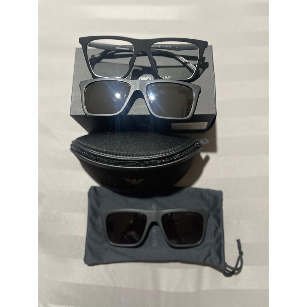 kacamata clip-on EMPORIO ARMANI model terbaru like new, NBU pembelian optik seis
