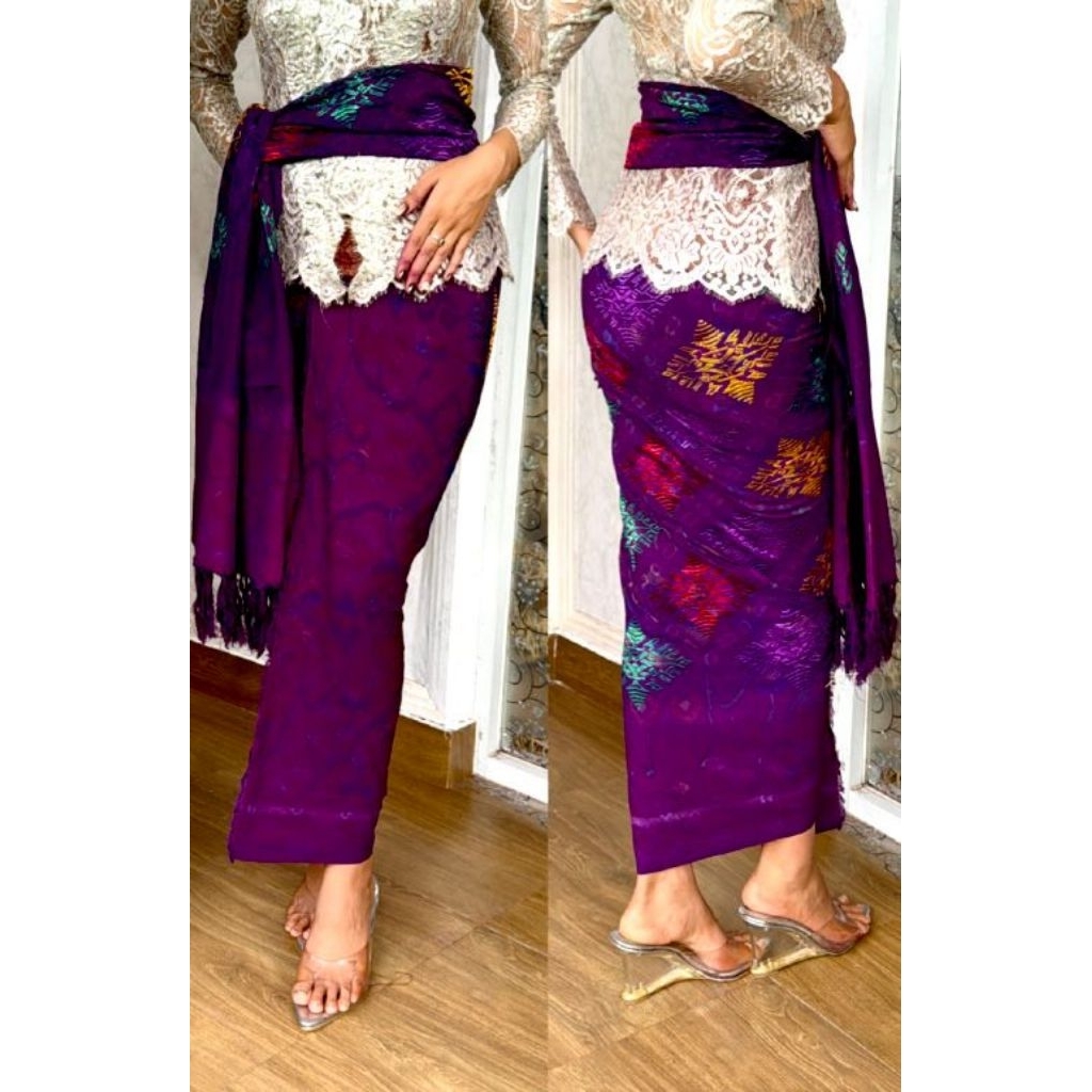 Kamen Endek lembaran  jumputan cakra set selendang bawahan tradisional setelan kebaya premium