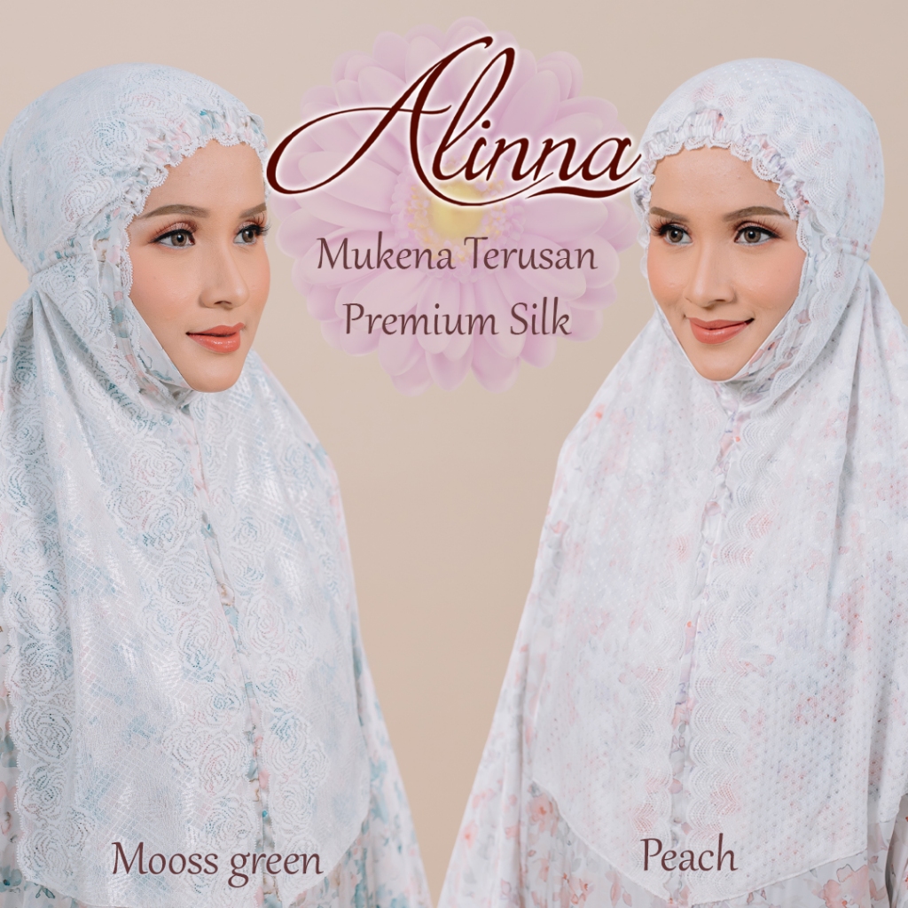 Mukena Alinna Renda Terusan Sutra Premium Silk Motif 2
