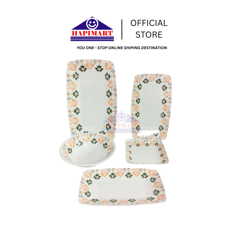 Piring Melamine Motif Bunga/Piring Bulat Ceper Motif Aesthethic/Piring Melamin Satuan/Mangkok Makan 