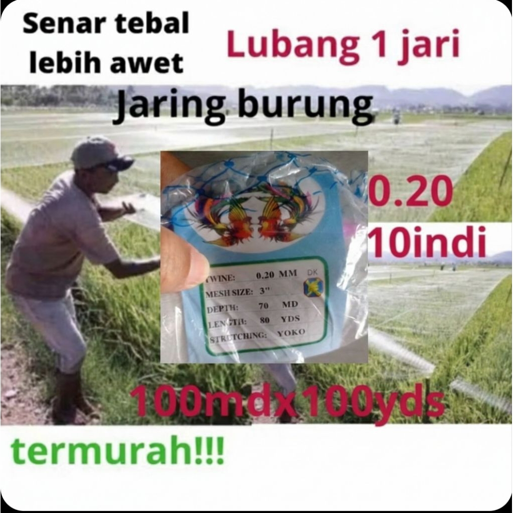 Jaring Burung Sawah – Lubang 1 Jari | Jaring Emprit & Pipit, Pengaman Padi