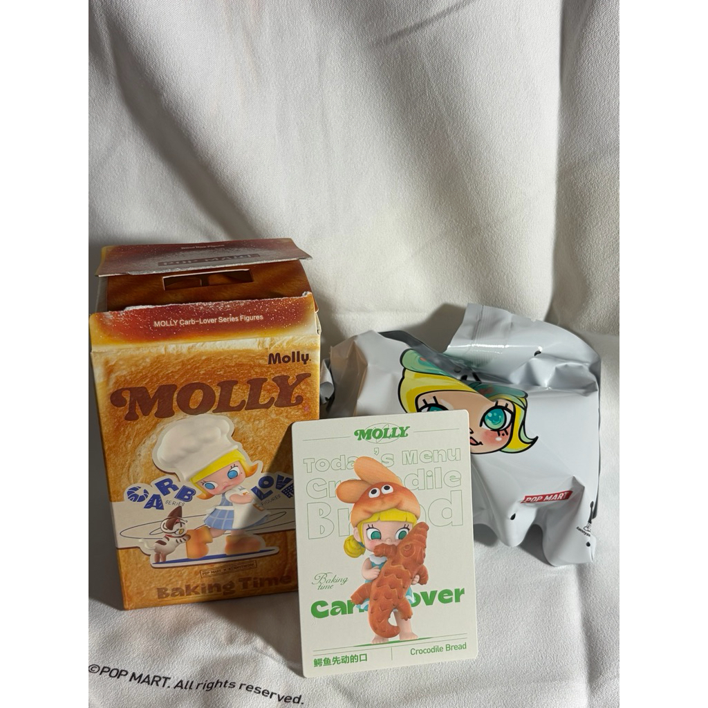 Pop Mart Molly Carb Lover Baking Time Series Blind Box Figure Popmart Blindbox crocodile bread roti 