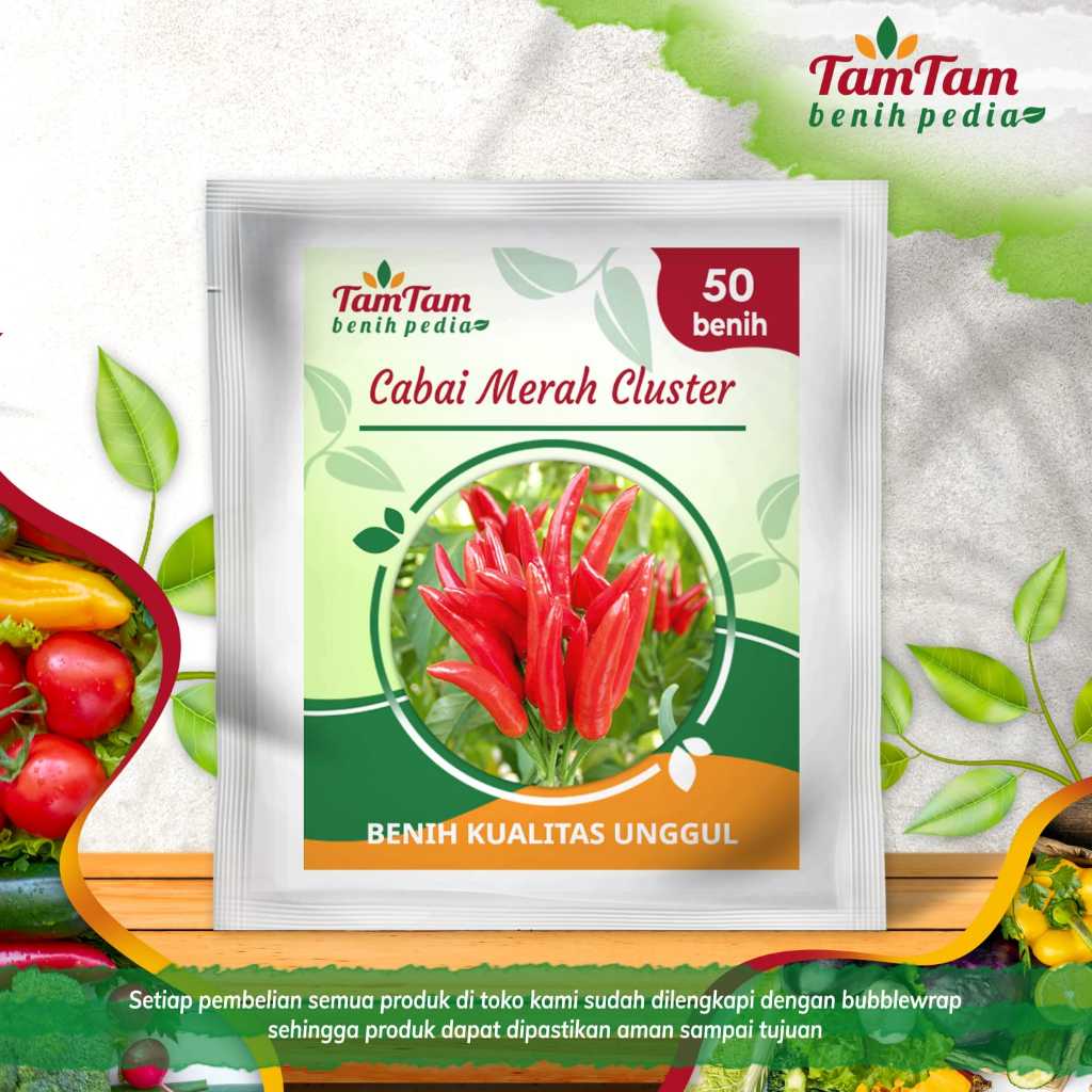 Benih Cabai Merah Cluster isi 50 biji , benih cabe rawit merah cluster import