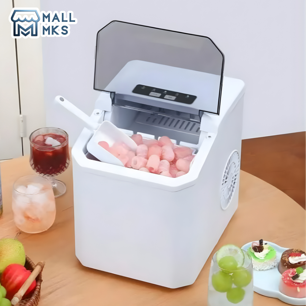 Mesin Es Batu Kristal Otomatis Mini Portable Ice Maker 12kg 100W