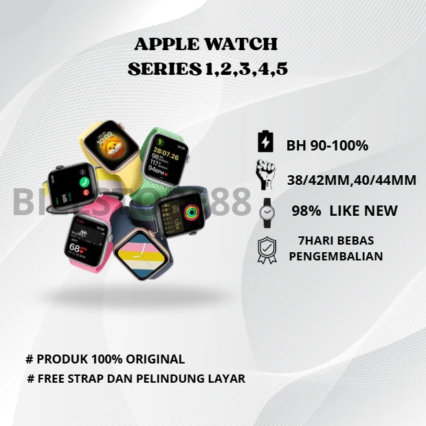 Apple Watch/iWatch Series 1,2,3,4,5 38/40MM,40/42MM Second 100% Original Garansi EX Internasional