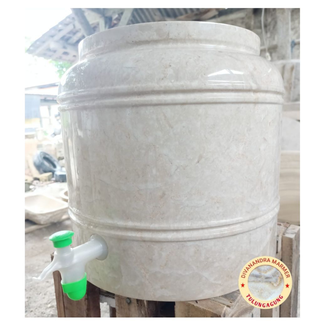 Guci Galon Minimalis Batu Marmer Putih Glosy Mengkilat Rapi